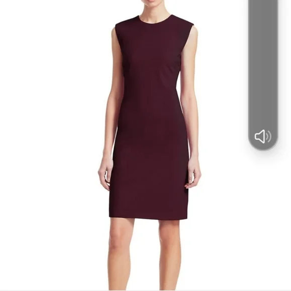 THEORY WRAP FRONT WOOL PENCIL SHEAL BURGUNDY LINED DRESS EUC SIZE 2